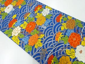 リサイクル　唐織牡丹に青海波模様織出し袋帯